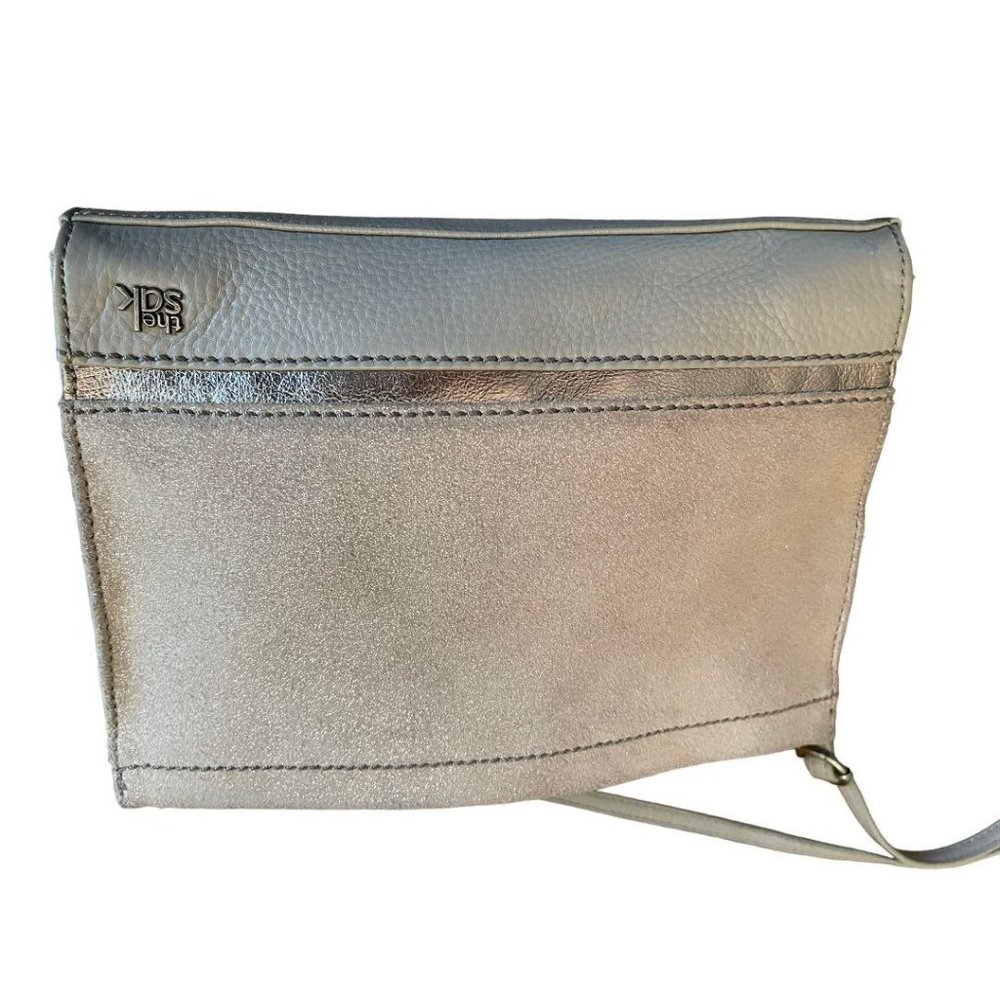 The Sak Glitter Rose Gold Leather Zipper Closure Handbag Crossbody - Picture 6 of 12